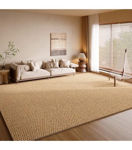 Amazon｜和風ラグ 140×185cm 無地 リネン風 ラグマット 滑り止め付き